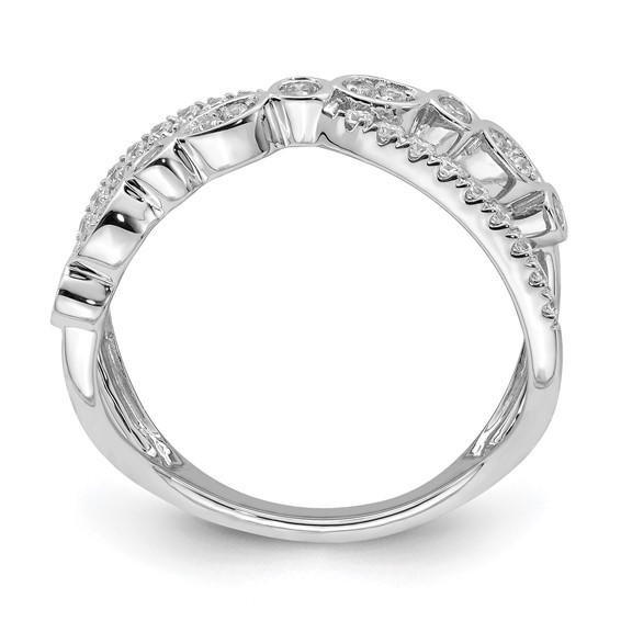 14k White Gold Polished 1/3 carat Diamond Criss Cross Ring