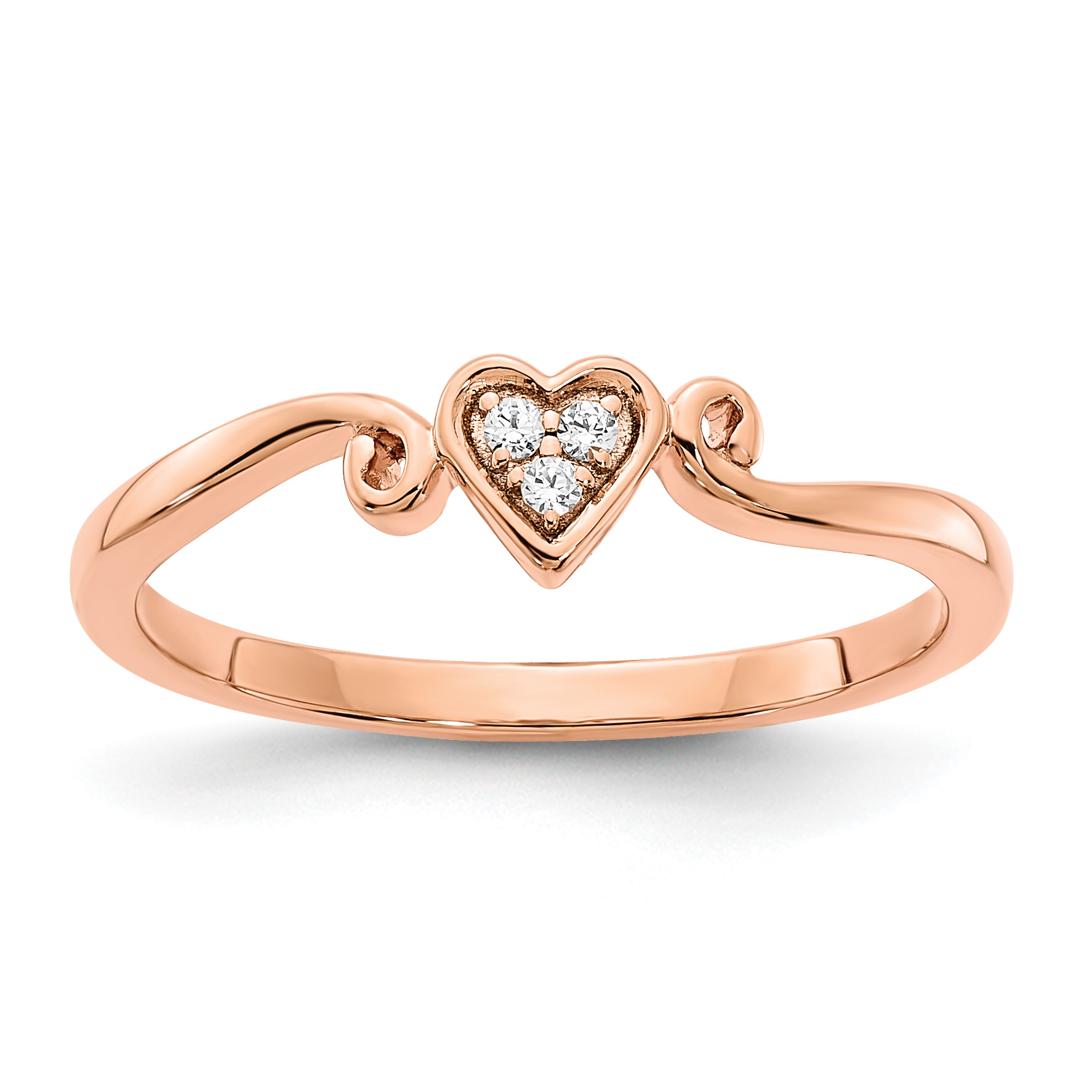 14k Rose Gold Polished Heart Diamond Ring (RM8412-003-RA)