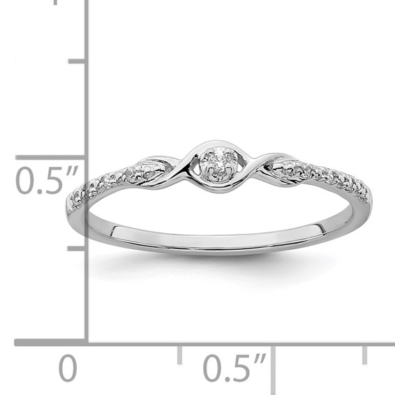 14k White Gold Polished Fancy 1/20 carat Diamond Ring
