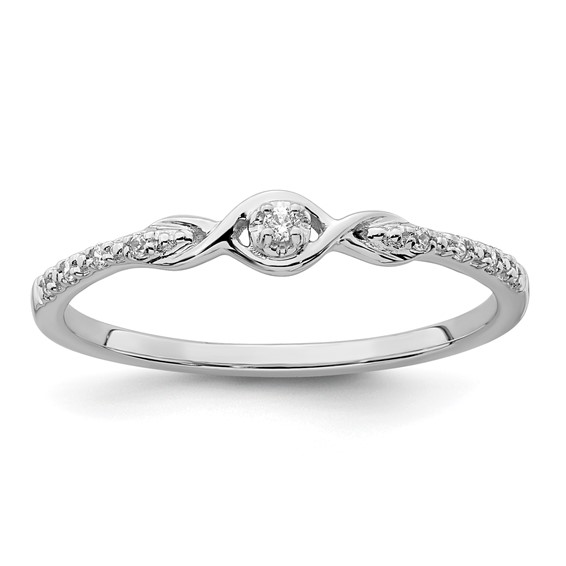 14k White Gold Polished Fancy 1/20 carat Diamond Ring