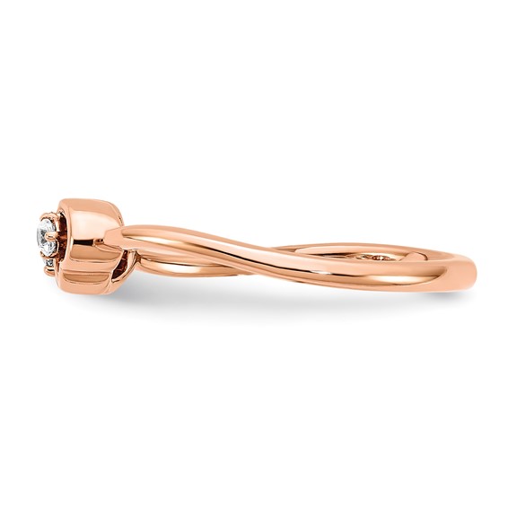 14k Rose Gold Polished 1/20 carat Diamond Double Heart Ring