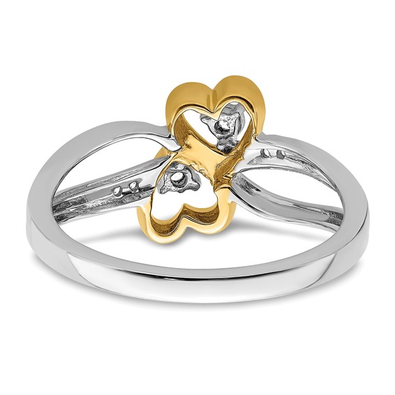 14k Two-tone Polished 1/20 carat Diamond Double Heart Ring