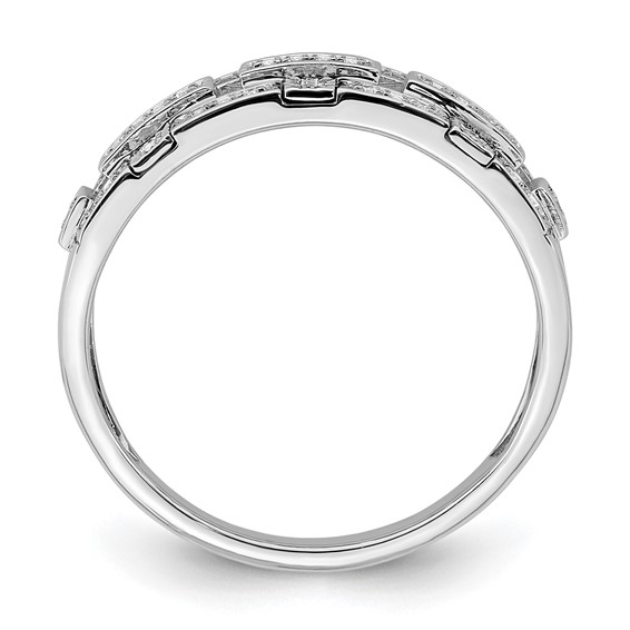 14k White Gold Polished 1/6 carat Diamond Blocks Ring