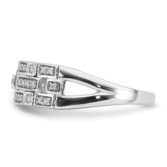 14k White Gold Polished 1/6 carat Diamond Blocks Ring