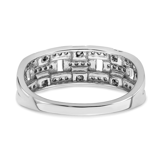 14k White Gold Polished 1/6 carat Diamond Blocks Ring