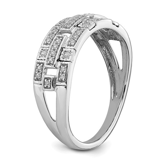 14k White Gold Polished 1/6 carat Diamond Blocks Ring