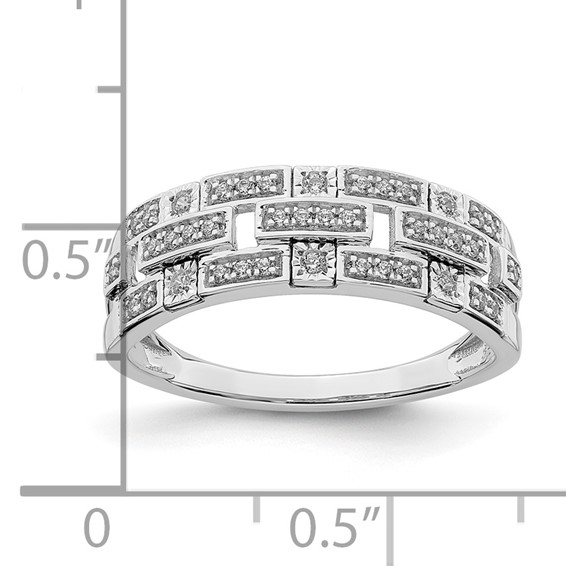 14k White Gold Polished 1/6 carat Diamond Blocks Ring