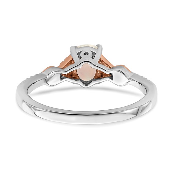14k Two-tone Polished 7x5mm Oval Opal and 1/10 carat Diamond Ring