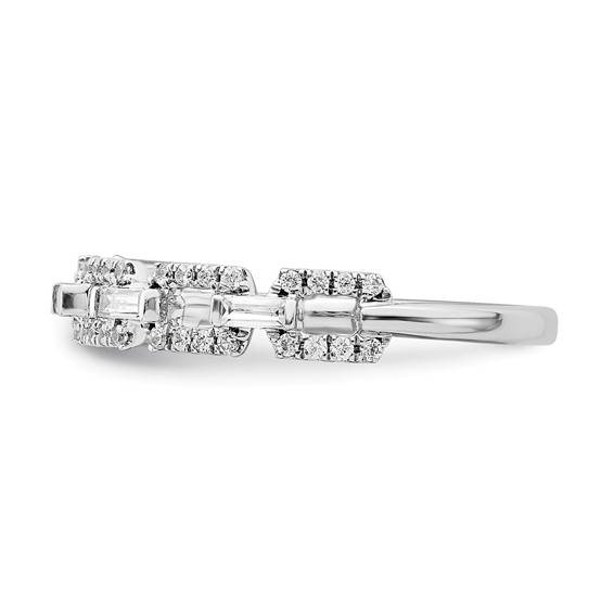 14k White Gold Polished 1/5 carat Diamond Squares Ring