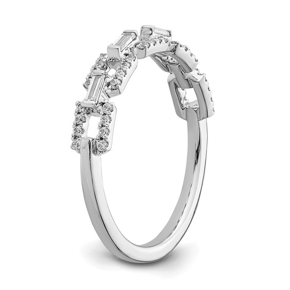 14k White Gold Polished 1/5 carat Diamond Squares Ring