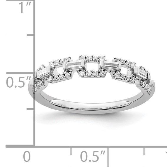 14k White Gold Polished 1/5 carat Diamond Squares Ring