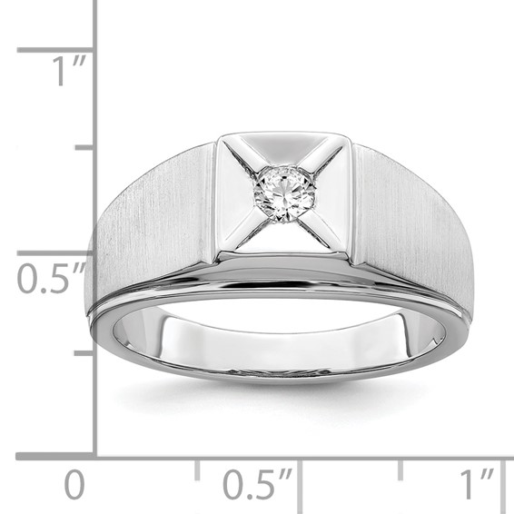 IB Goodman 14k White Gold Polished and Satin 1/6 carat Diamond Mens Ring