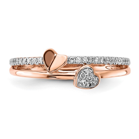 14k Rose Gold 1/8 carat Lab Grown Diamond VS/SI+ G+ Complete Hearts Ring