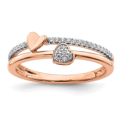 14K Rose Gold 0.12 Carat Lab Grown Diamond VS SI+ G+ Complete Hearts Ring