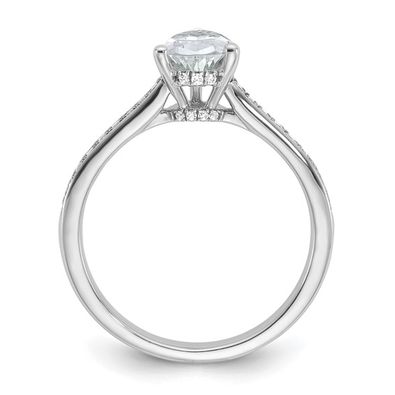 True Origin 14K White Gold 1/4 ct Lab Grown Diamond VS+ F+ Semi-Mount Pear Engagement Ring