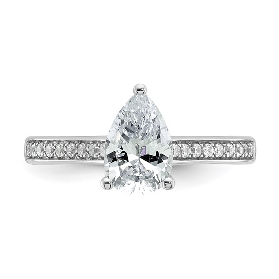 True Origin 14K White Gold 1/4 ct Lab Grown Diamond VS+ F+ Semi-Mount Pear Engagement Ring