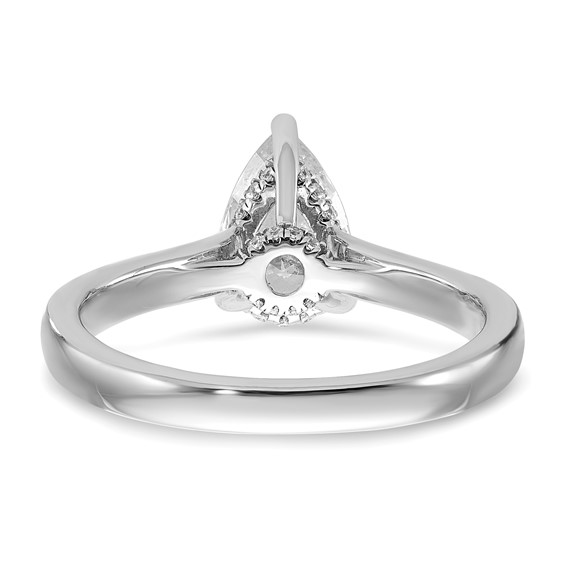True Origin 14K White Gold 1/4 ct Lab Grown Diamond VS+ F+ Semi-Mount Pear Engagement Ring
