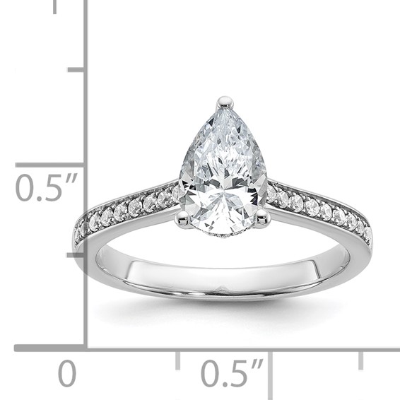 True Origin 14K White Gold 1/4 ct Lab Grown Diamond VS+ F+ Semi-Mount Pear Engagement Ring