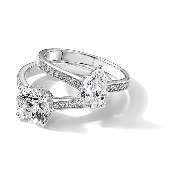 True Origin 14K White Gold 1/4 ct Lab Grown Diamond VS+ F+ Semi-Mount Pear Engagement Ring