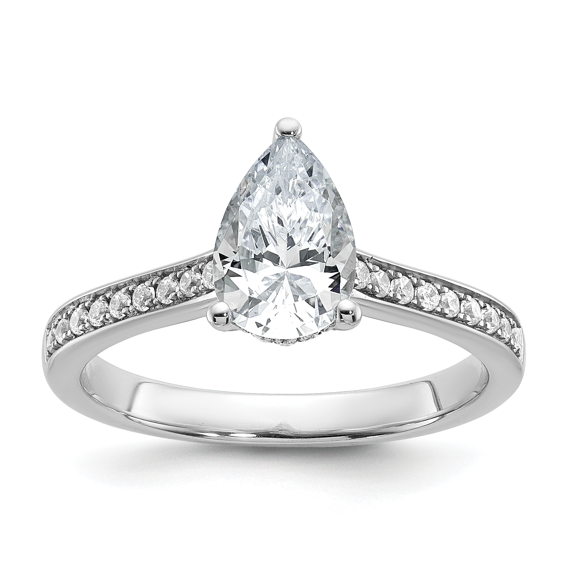 True Origin 14k White Gold 1/4 carat Lab Grown Diamond VS  D E F  Semi Mount Pear Engagement Ring (RM8585-100-WLD)