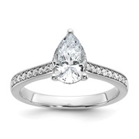 True Origin 14K White Gold 0.25 Ct Lab Grown Diamond VS+ F+ Semi-Mount Pear Engagement Ring view 1