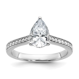 True Origin 14K White Gold 1/4 ct Lab Grown Diamond VS+ F+ Semi-Mount Pear Engagement Ring