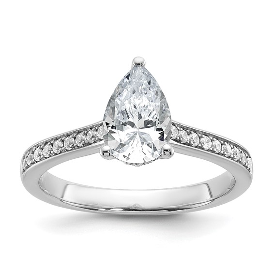 True Origin 14K White Gold 1/4 ct Lab Grown Diamond VS+ F+ Semi-Mount Pear Engagement Ring