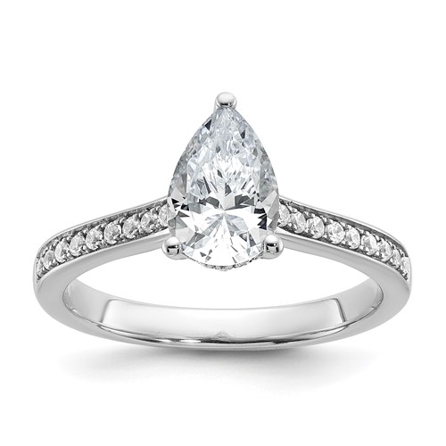 True Origin 14K White Gold 0.25 Ct Lab Grown Diamond VS+ F+ Semi-Mount Pear Engagement Ring