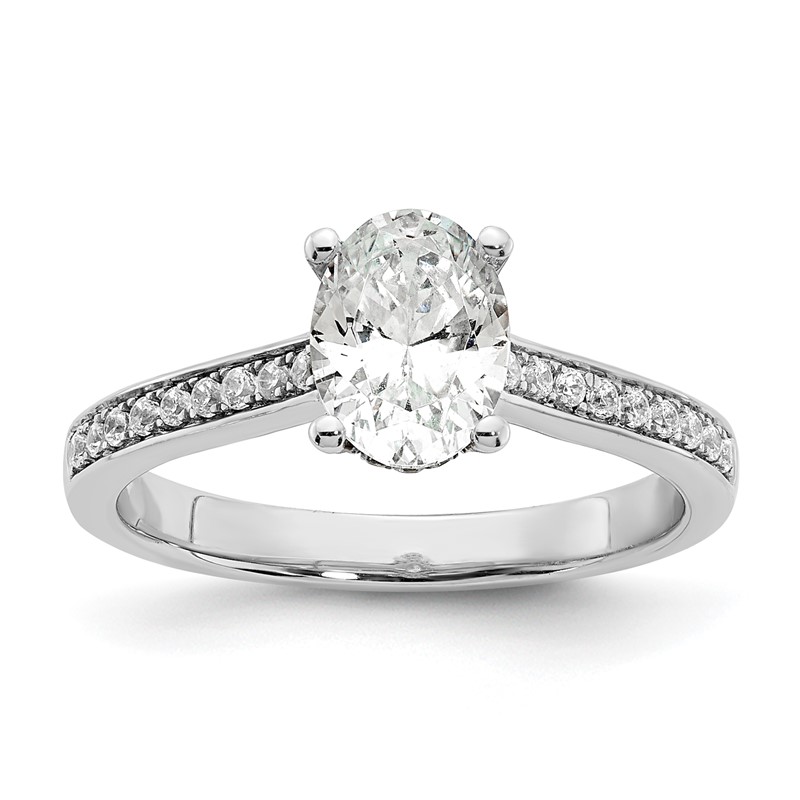 True Origin 14k White Gold 1/5 carat Lab Grown Diamond VS  D E F  Semi Mount Oval Engagement Ring