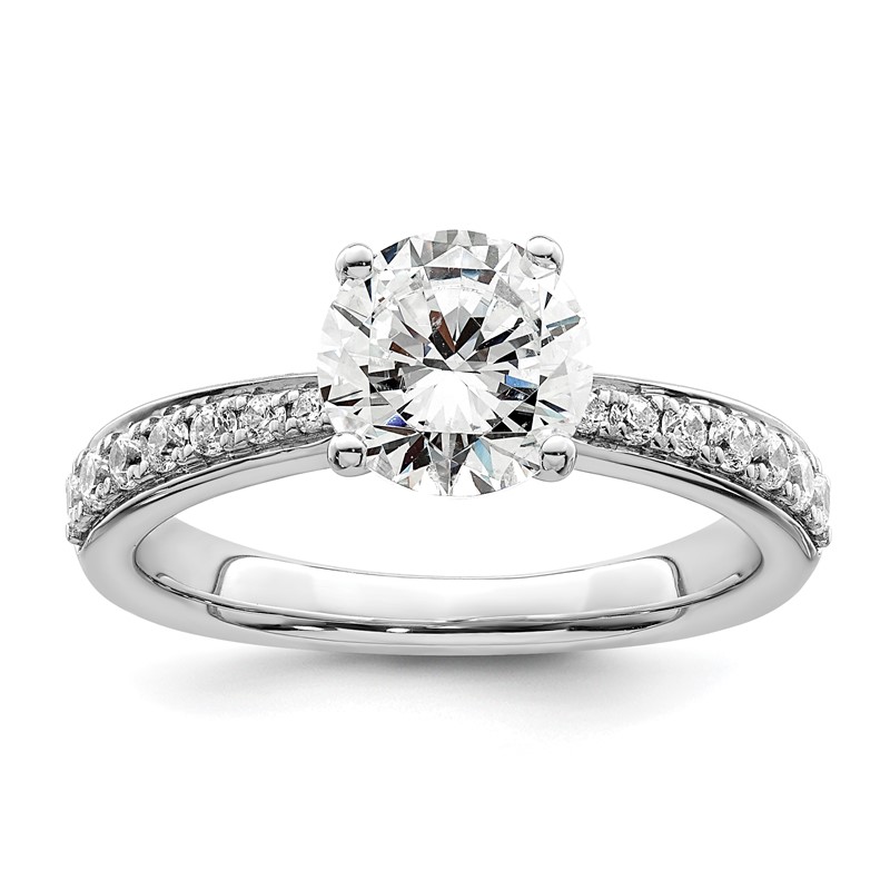 True Origin 14k White Gold 1/3 carat Lab Grown Diamond VS  D E F  Semi Mount Round Engagement Ring