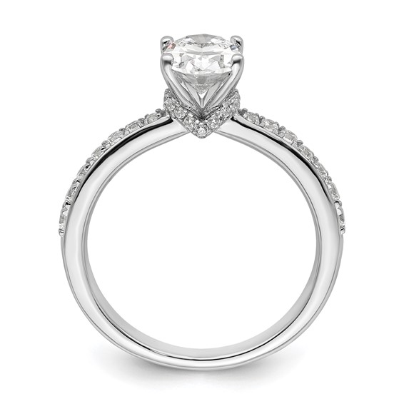 True Origin 14K White Gold 1/4 carat Lab Grown Diamond VS+ F+ Semi-Mount Oval Engagement Ring