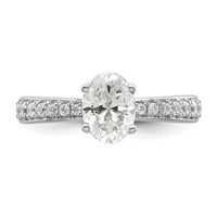 True Origin 14K White Gold 0.25 Carat Lab Grown Diamond VS+ F+ Semi-Mount Oval Engagement Ring view 4