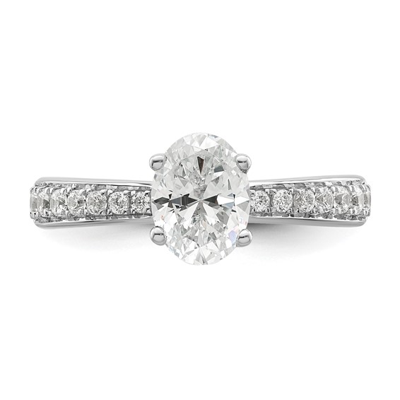 True Origin 14K White Gold 1/4 carat Lab Grown Diamond VS+ F+ Semi-Mount Oval Engagement Ring