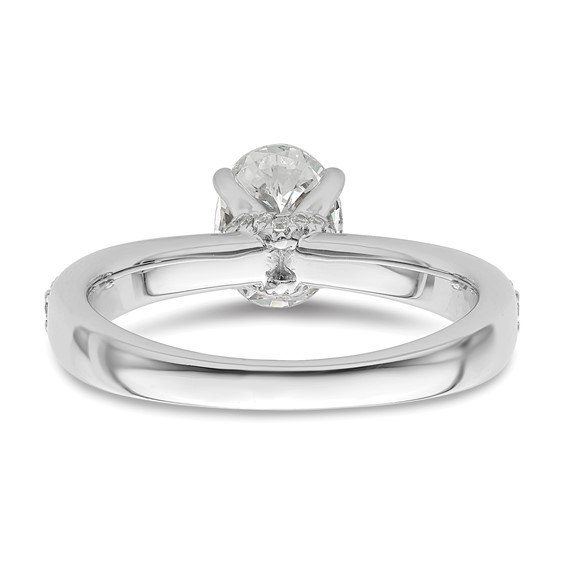 True Origin 14K White Gold 1/4 carat Lab Grown Diamond VS+ F+ Semi-Mount Oval Engagement Ring