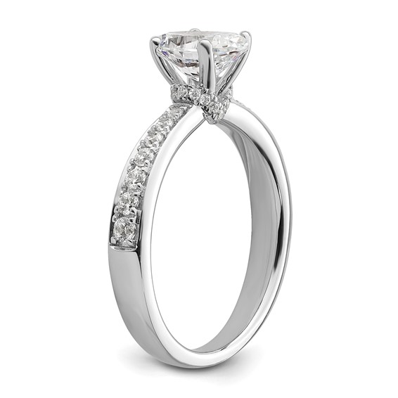 True Origin 14K White Gold 1/4 carat Lab Grown Diamond VS+ F+ Semi-Mount Oval Engagement Ring