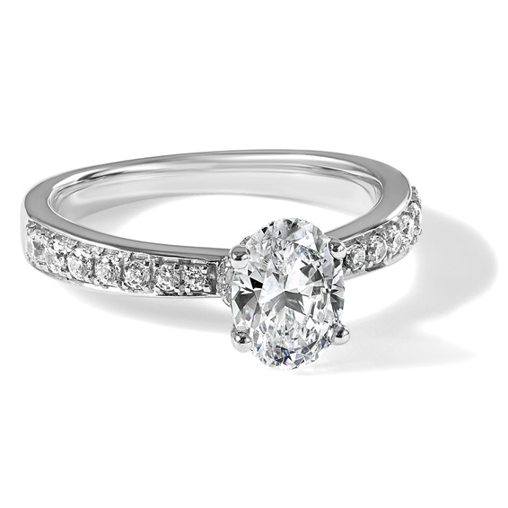 True Origin 14K White Gold 1/4 carat Lab Grown Diamond VS+ F+ Semi-Mount Oval Engagement Ring