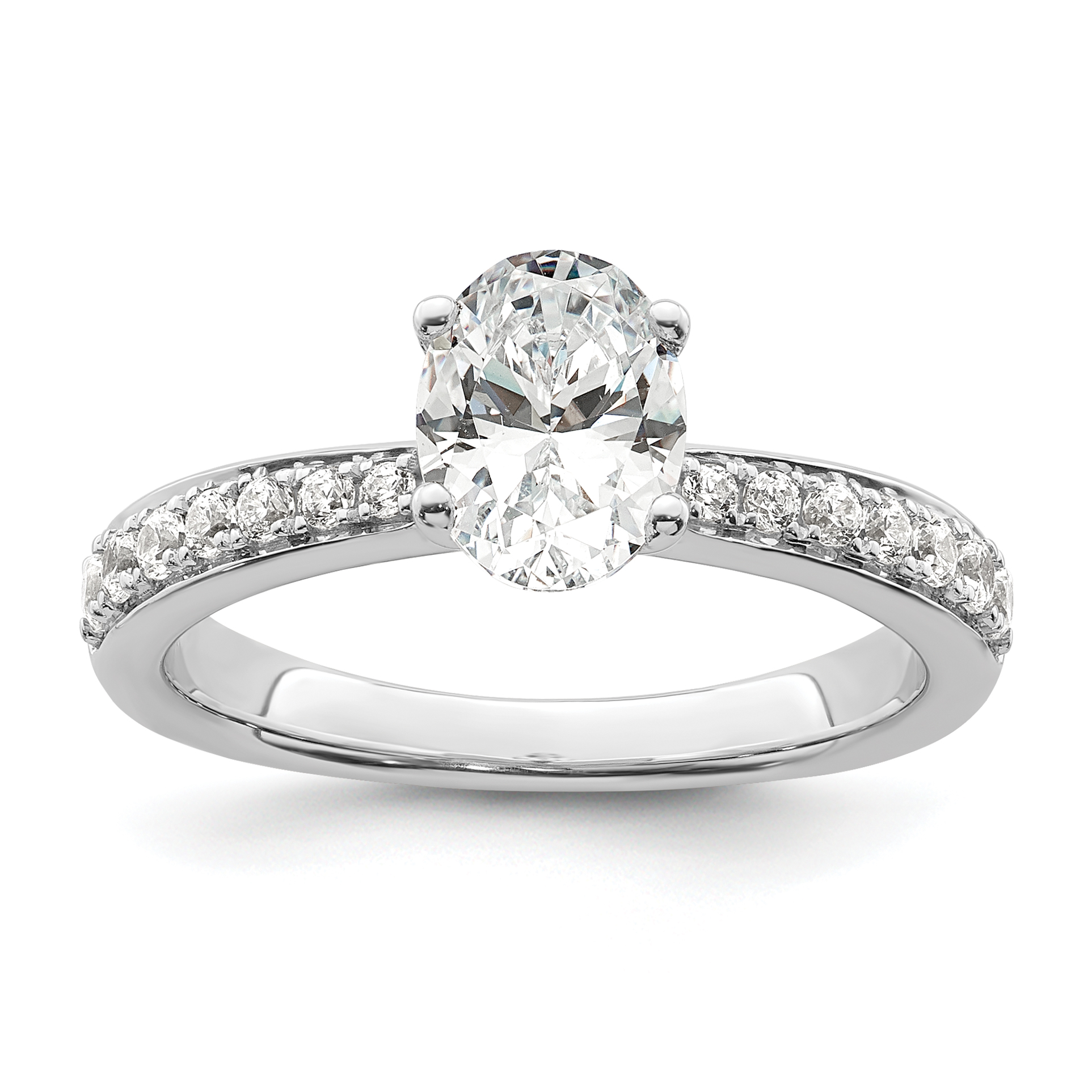 True Origin 14k White Gold 1/4 carat Lab Grown Diamond VS  D E F  Semi Mount Oval Engagement Ring (RM8589-100-WLD)