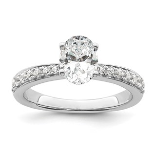 True Origin 14K White Gold 1/4 carat Lab Grown Diamond VS+ F+ Semi-Mount Oval Engagement Ring
