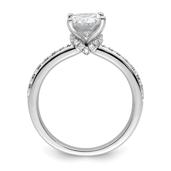 True Origin 14K White Gold 1/3 carat Lab Grown Diamond VS+ F+ Semi-Mount Oval Engagement Ring