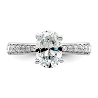 True Origin 14K White Gold 0.33 Carat Lab Grown Diamond VS+ F+ Semi-Mount Oval Engagement Ring view 4