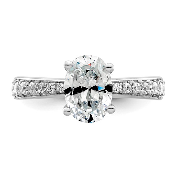 True Origin 14K White Gold 1/3 carat Lab Grown Diamond VS+ F+ Semi-Mount Oval Engagement Ring