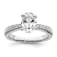 True Origin 14K White Gold 0.33 Carat Lab Grown Diamond VS+ F+ Semi-Mount Oval Engagement Ring view 1