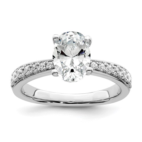 True Origin 14K White Gold 0.33 Carat Lab Grown Diamond VS+ F+ Semi-Mount Oval Engagement Ring