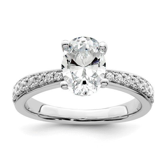 True Origin 14K White Gold 1/3 carat Lab Grown Diamond VS+ F+ Semi-Mount Oval Engagement Ring