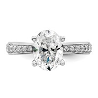 True Origin 14K White Gold 0.33 Carat Lab Grown Diamond VS+ F+ Semi-Mount Oval Engagement Ring view 4