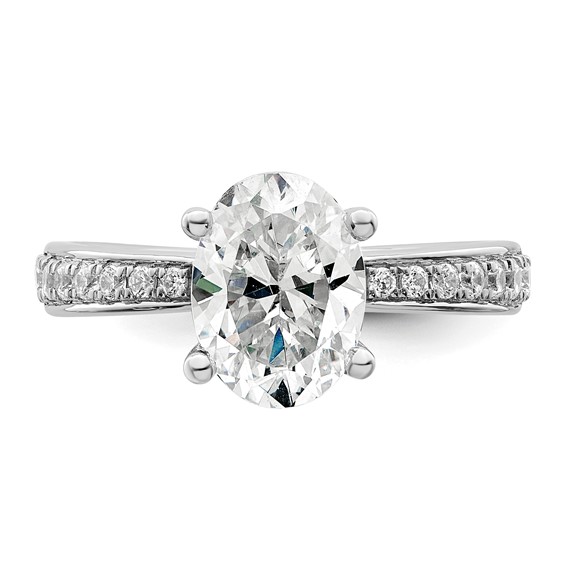 True Origin 14K White Gold 1/3 carat Lab Grown Diamond VS+ F+ Semi-Mount Oval Engagement Ring