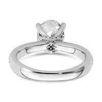 True Origin 14K White Gold 0.33 Carat Lab Grown Diamond VS+ F+ Semi-Mount Oval Engagement Ring view 5