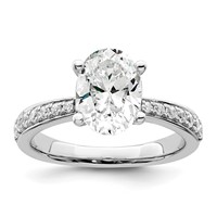 True Origin 14K White Gold 0.33 Carat Lab Grown Diamond VS+ F+ Semi-Mount Oval Engagement Ring view 1