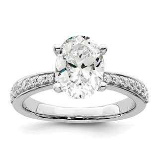 True Origin 14K White Gold 1/3 carat Lab Grown Diamond VS+ F+ Semi-Mount Oval Engagement Ring