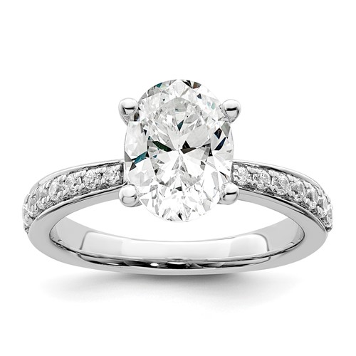 True Origin 14K White Gold 0.33 Carat Lab Grown Diamond VS+ F+ Semi-Mount Oval Engagement Ring